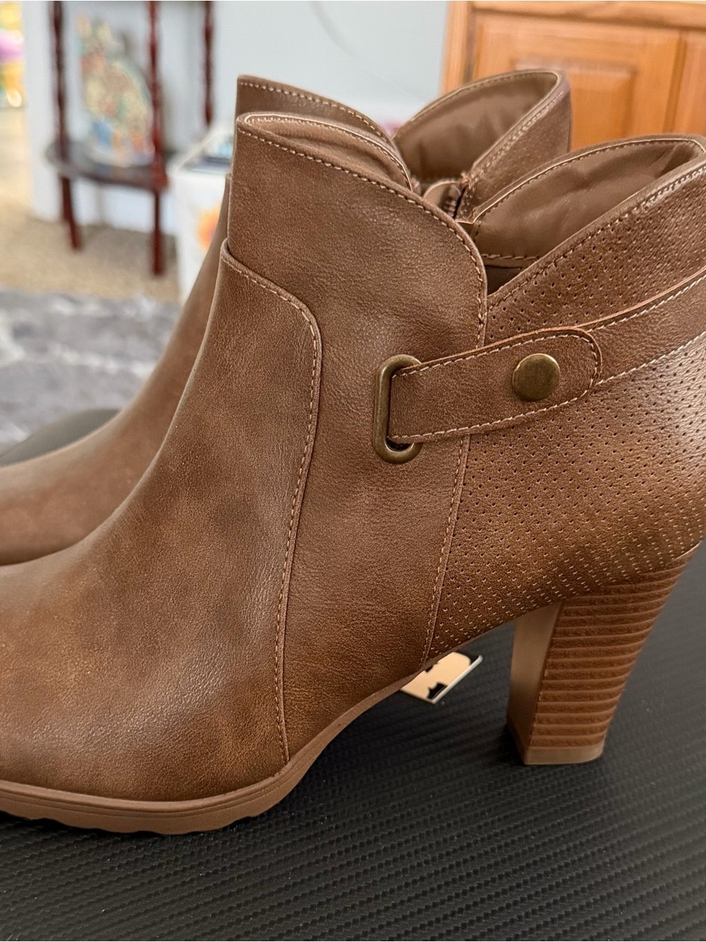 Women's Brown Ankle Bootie with Block Heel